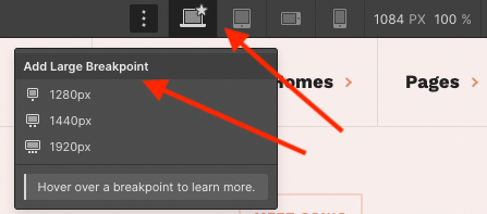 Webflow 'breakpoint' controls