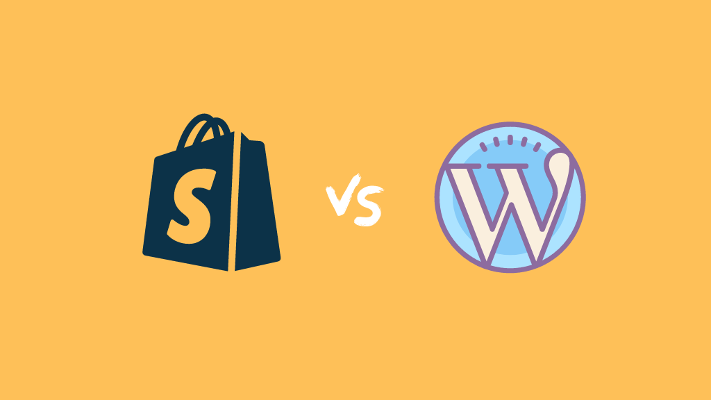 Shopify vs WordPress (the two companies' logos, side by side).