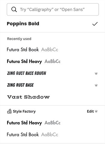 Fonts in the Canva designer