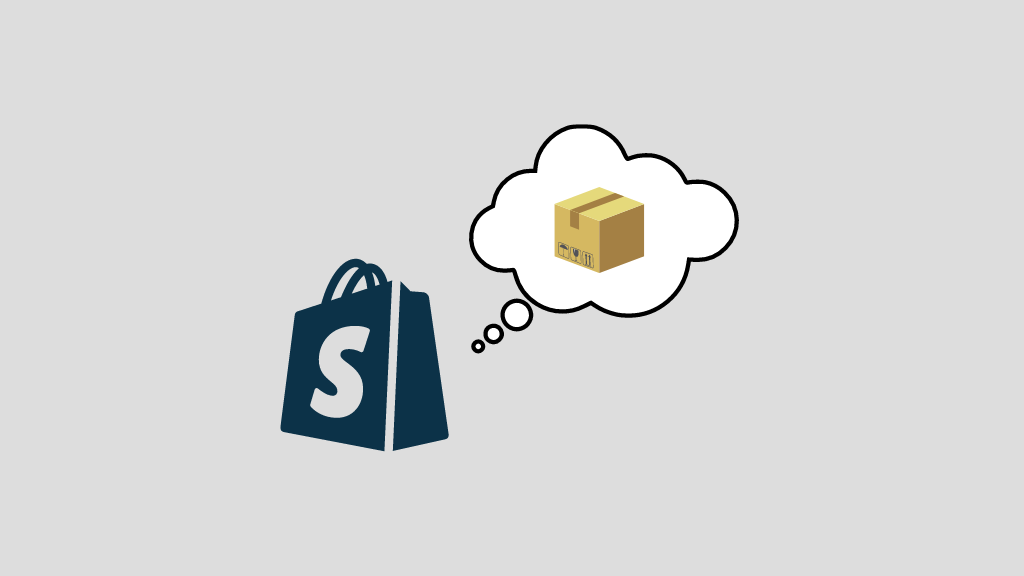 How to sell on Shopify without inventory (image of the Shopify logo and a parcel)