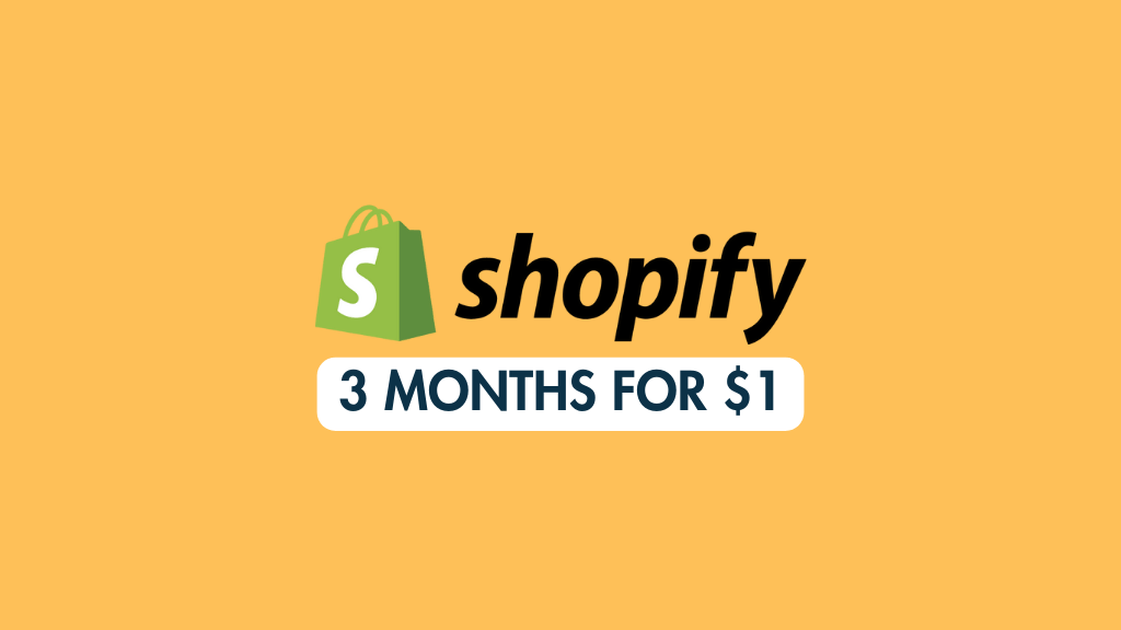Shopify 3 months for 1 dollar (graphic containing the Shopify logo)