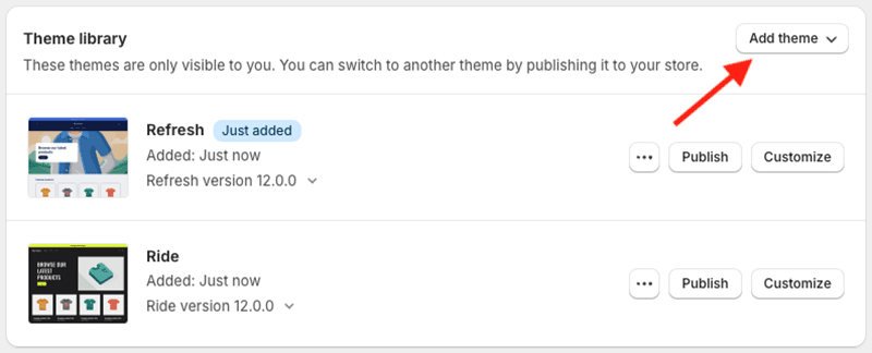 Adding additional themes to a Shopify store.