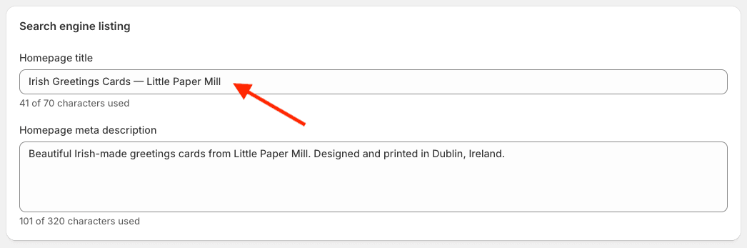 Editing the home page title