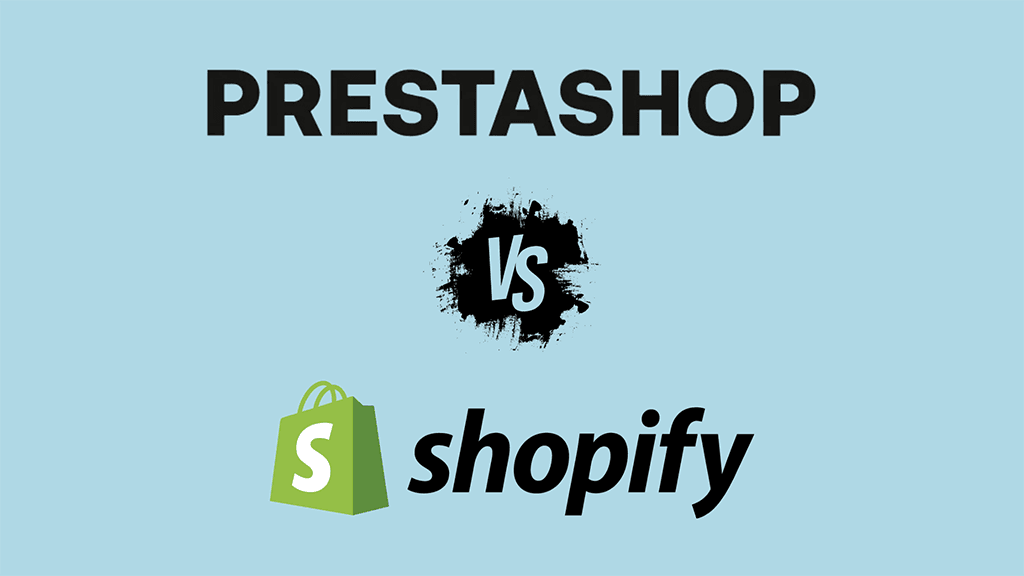 PrestaShop vs Shopify (the two companies' logos, side by side)