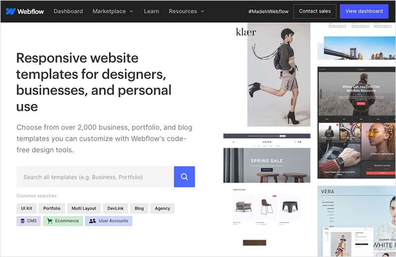 The Webflow template library