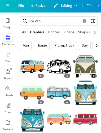 Browsing Canva elements