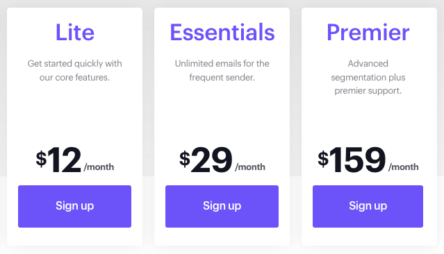 Campaign Monitor pricing plans.