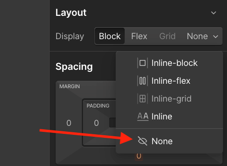 Display controls in Webflow