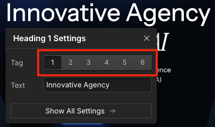 Webflow lets you assign 6 heading styles.