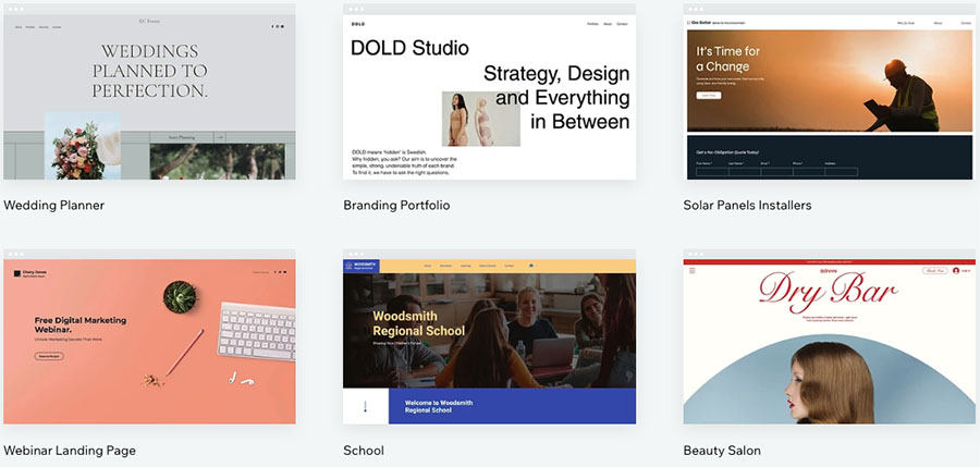 Wix templates.