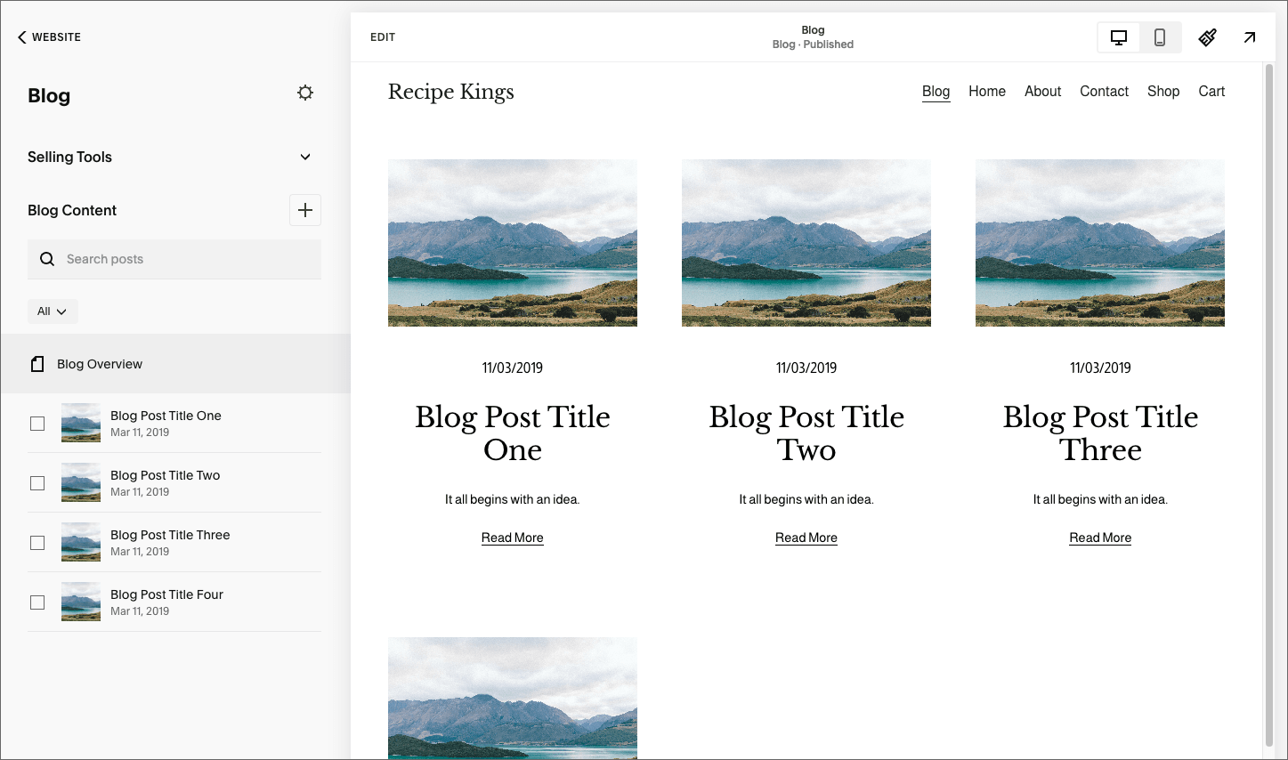 Accessing your new Squarespace blog