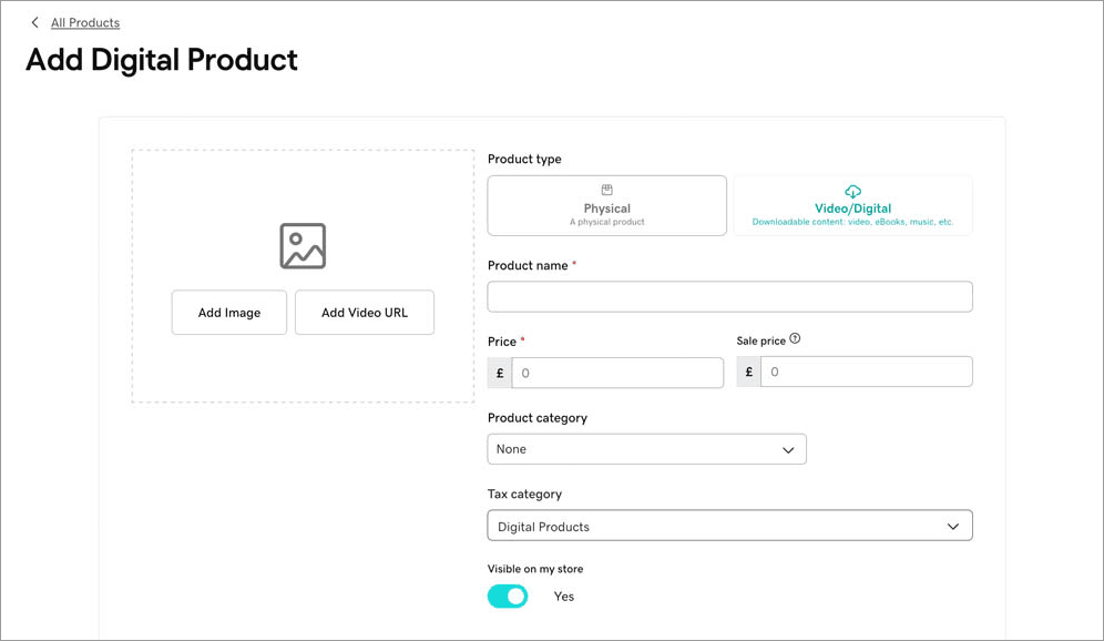 Adding a digital product in GoDaddy