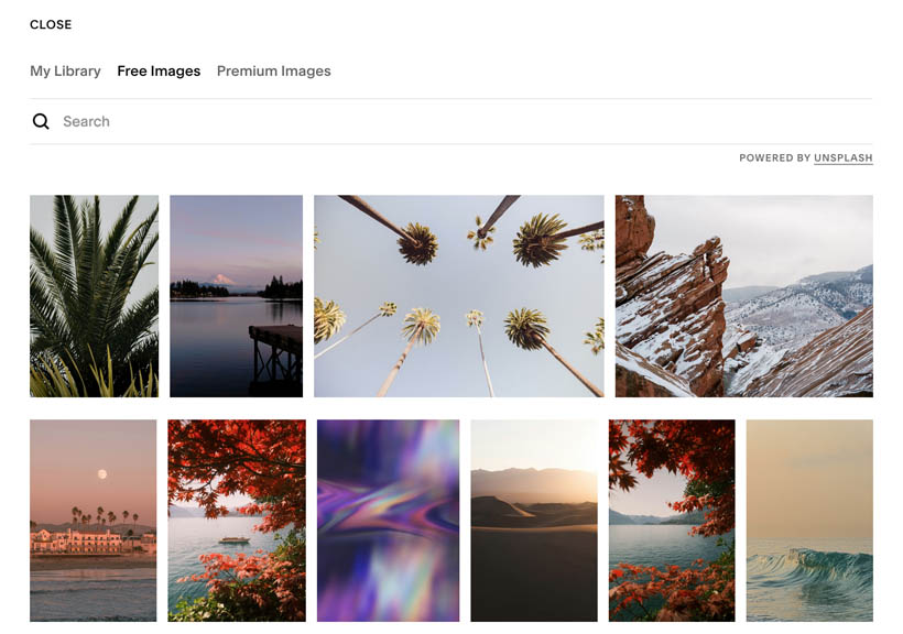 Adding stock images to Squarespace
