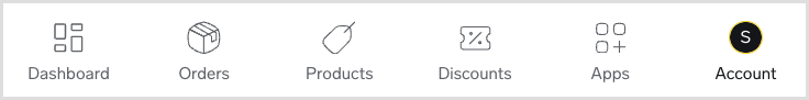 The Big Cartel navigation icons