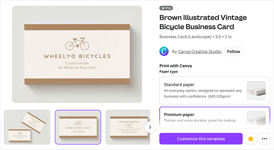 Business card template details.