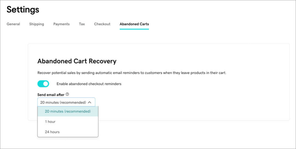 Configuring a GoDaddy abandoned cart