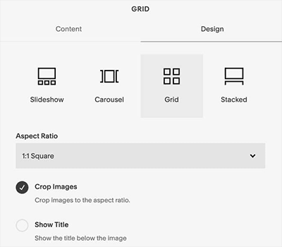 Squarespace gallery layouts