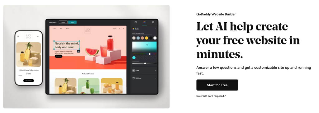 GoDaddy's template builder
