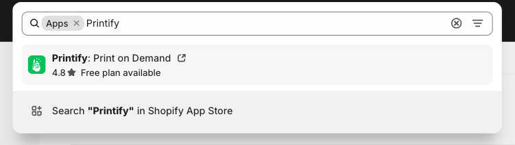 Locating the Printify app