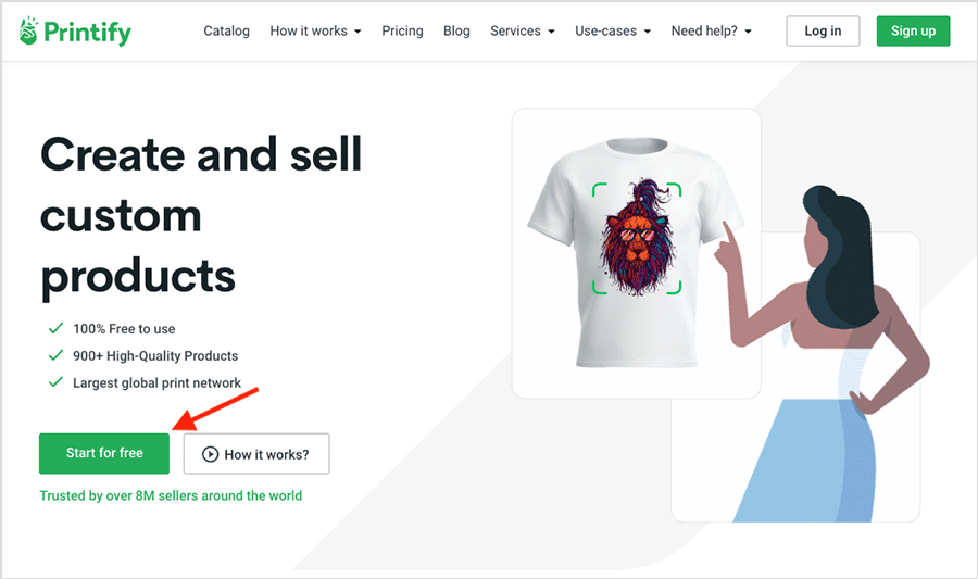 The Printify home page
