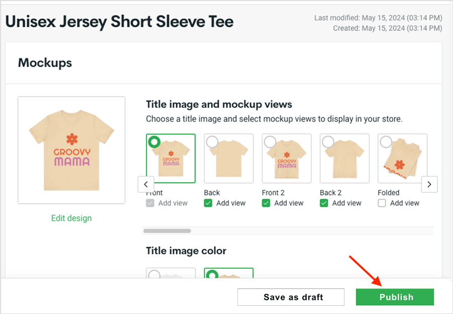 Publishing a new Printify product
