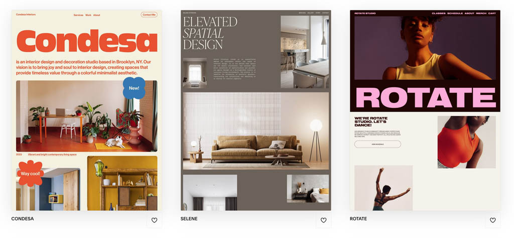 Some examples of Squarespace templates