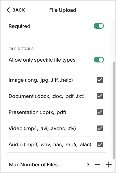 Adding a file upload field to a Squarespace form.