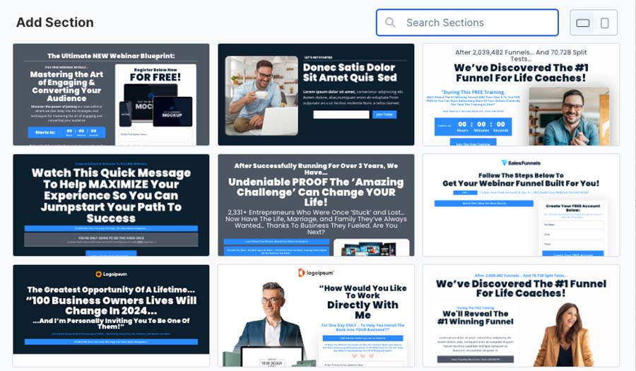 ClickFunnels page sections