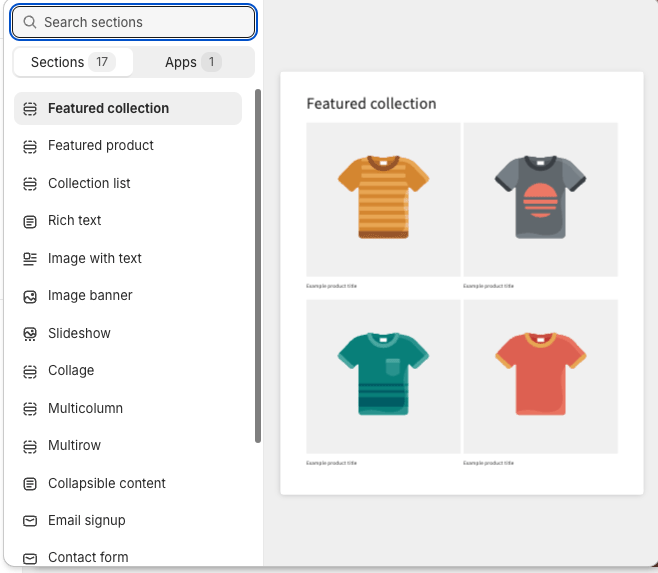 Shopify theme sections