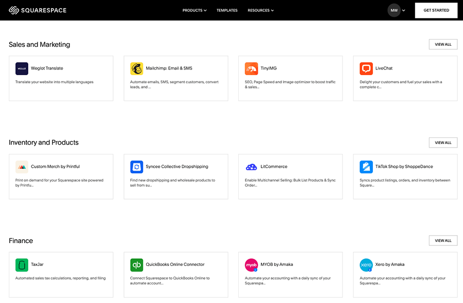 A new range of Squarespace apps is available in the Squarespace Extensions store.