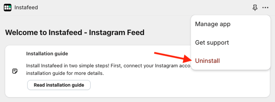 Uninstalling an app in Shopify