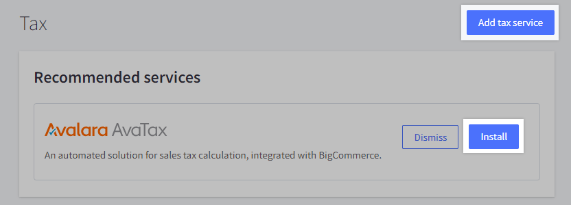 Adding the 'Avalara' tax service to a BigCommerce store