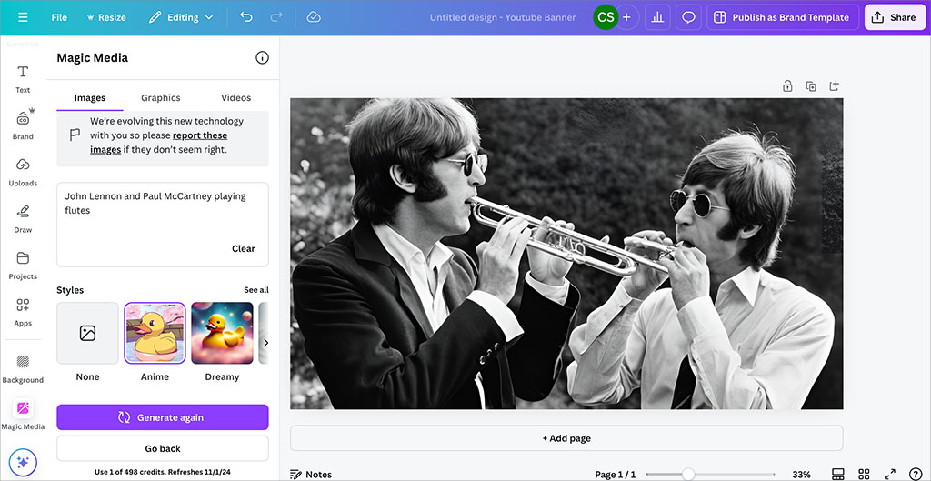 Generating AI art in Canva