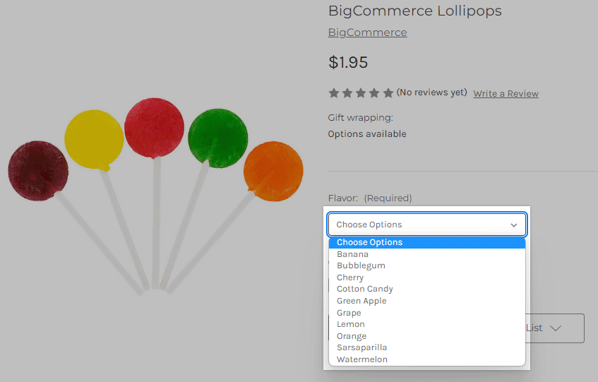 BigCommerce lets you use up to 600 variants per product