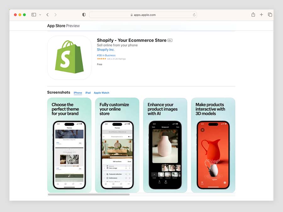 The iOS mobile app for Shopify