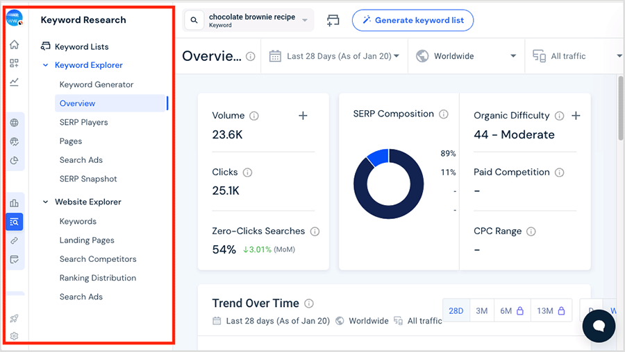 Similarweb interface