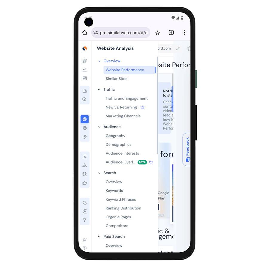Simlarweb on mobile.