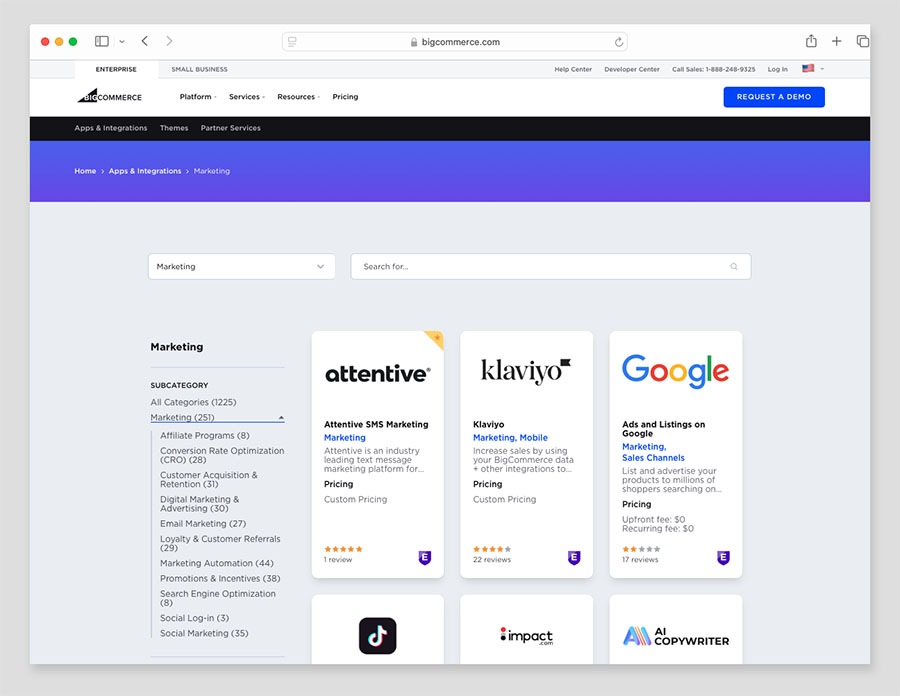 BigCommerce's app store