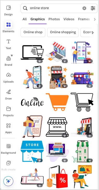 Stock graphics in Canva