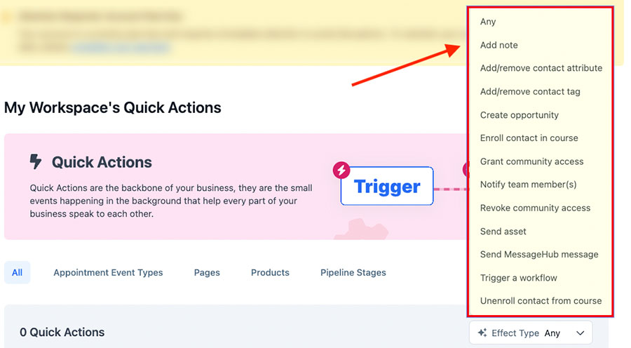 'Quick Action' automations in ClickFunnels