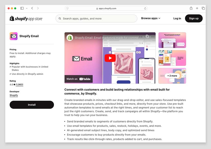 The 'Shopify Email' app — this is free to download from the Shopify app store