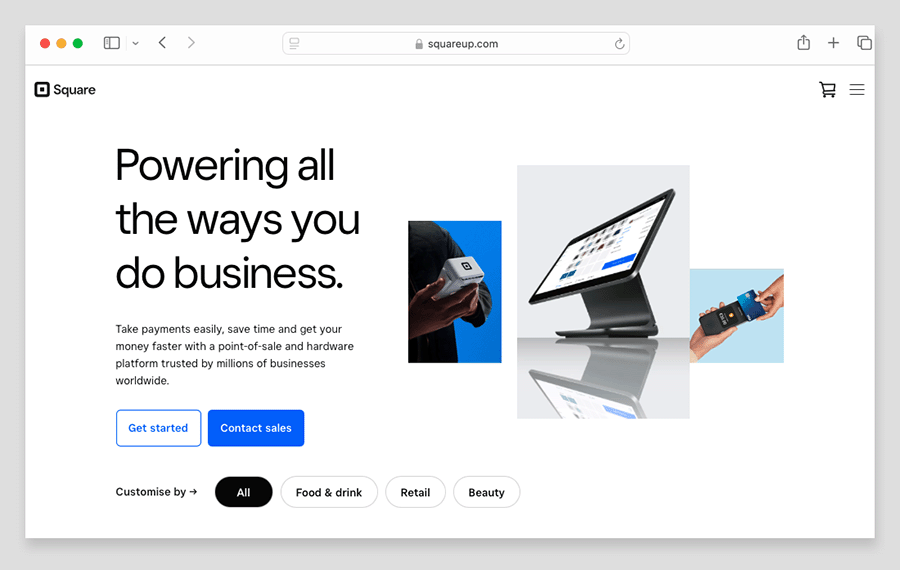 The Square homepage.