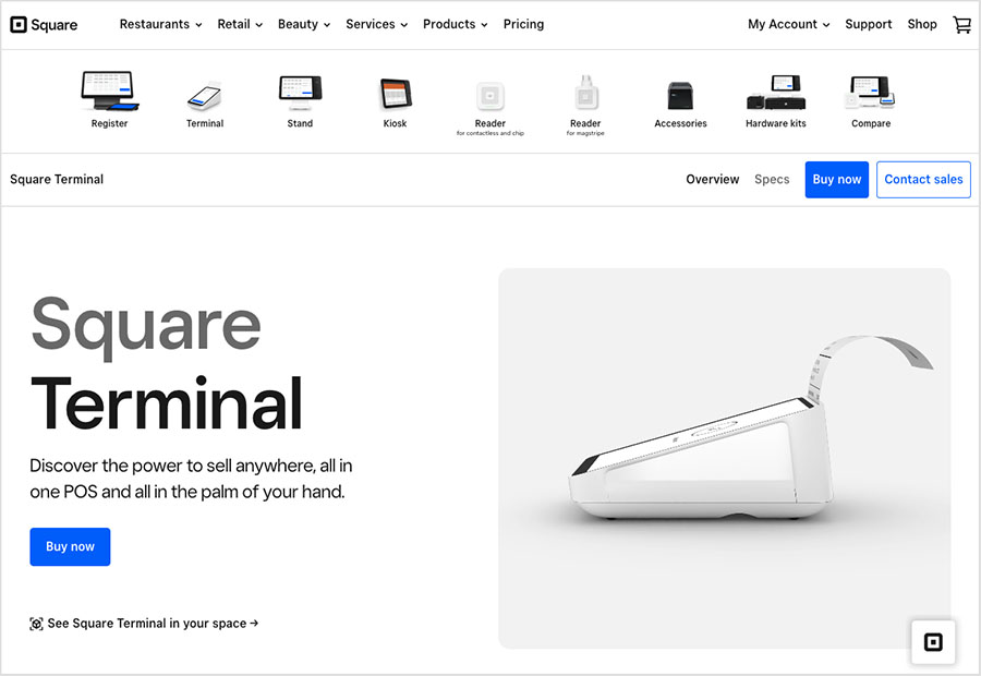 Square's POS hardware store.