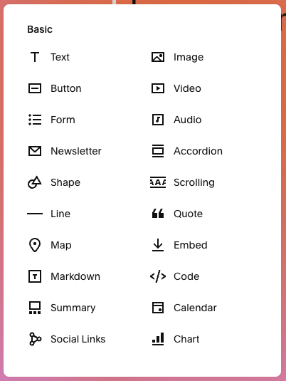 Squarespace content blocks in use