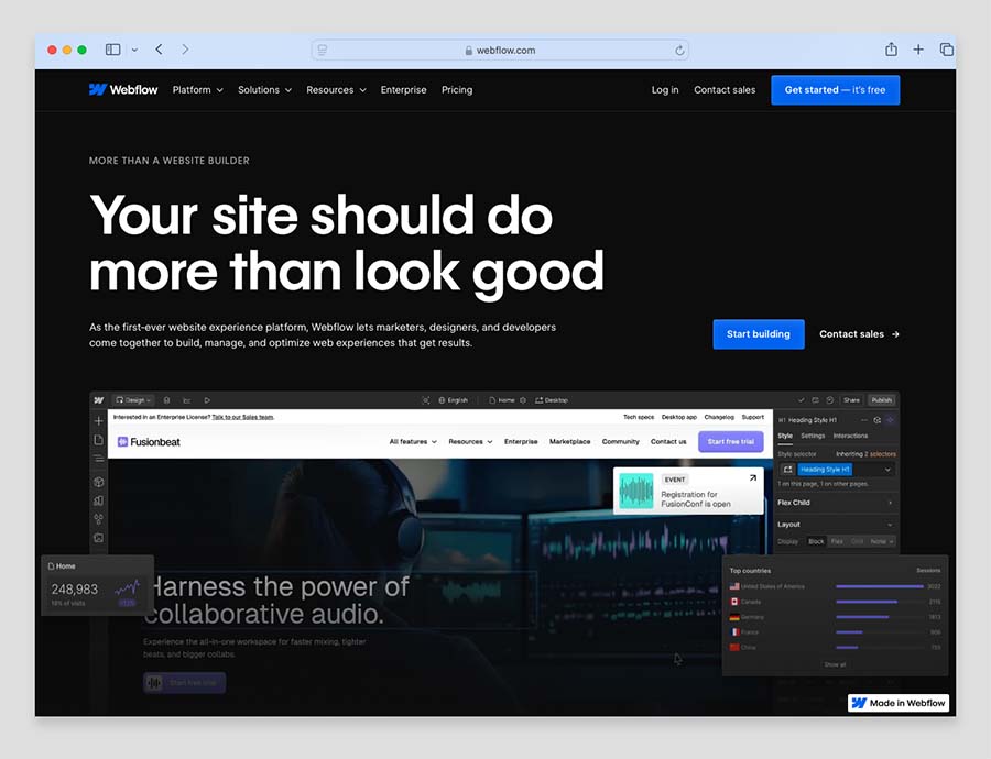 The Webflow platform