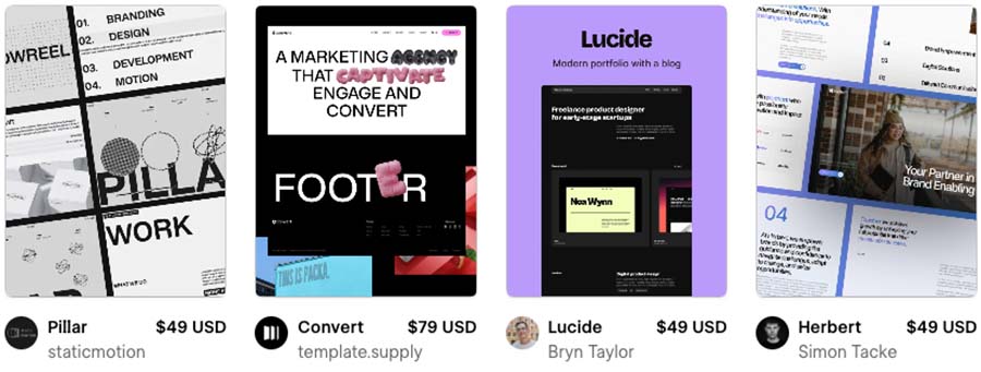 Examples of Webflow templates