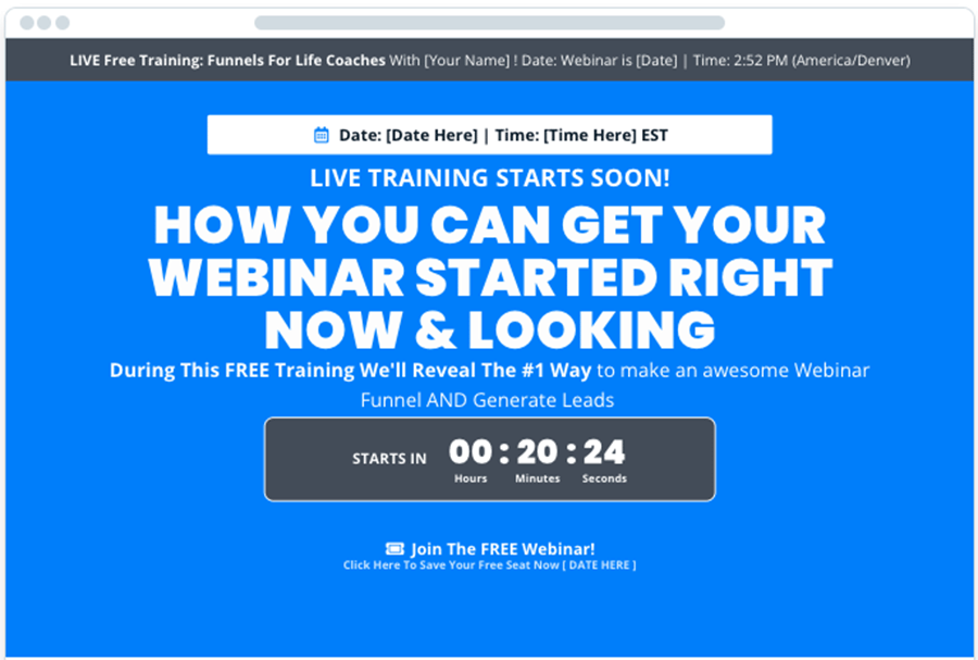 An example of a landing page template in ClickFunnels