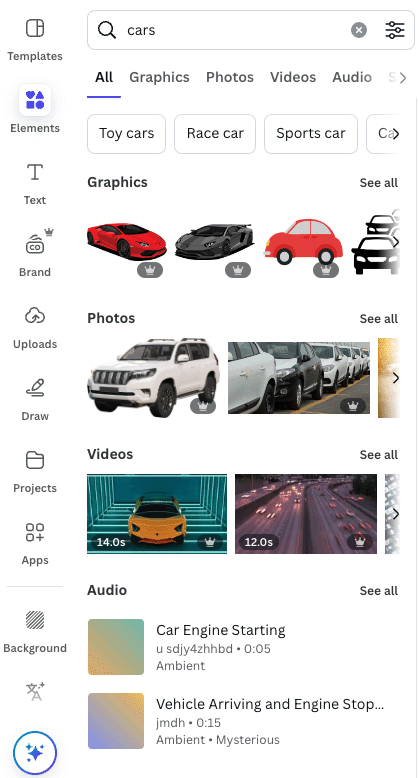 Stock assets in Canva 