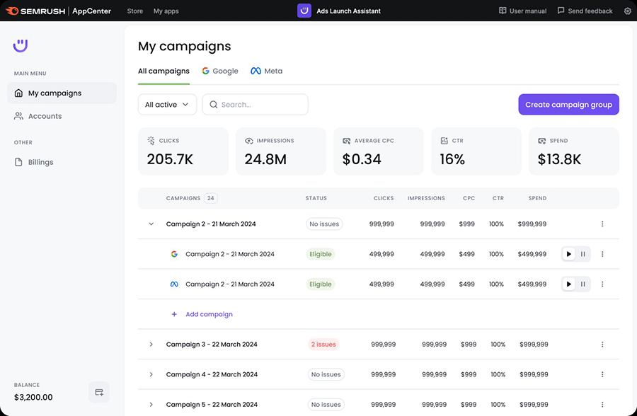 Semrush's 'Ads Launch Assistant' tool