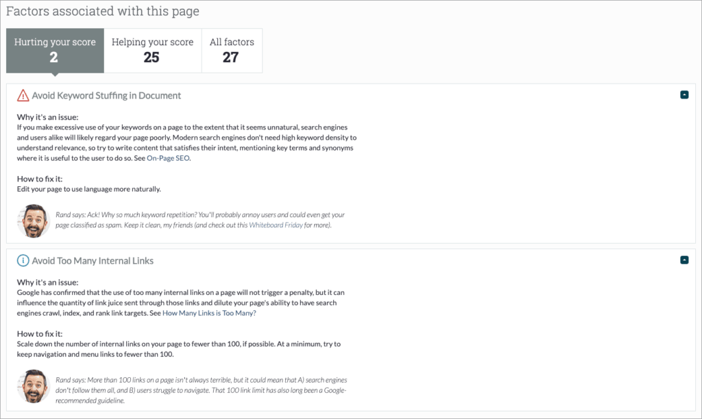 The 'on-page' grader